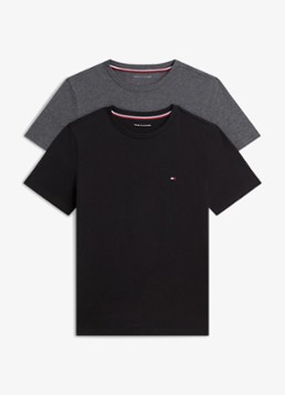 Tommy Hilfiger Jongens T-shirt met ronde hals in 2-pack in de kleur Black / Dk Grey Heather-0S3