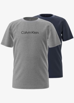 Calvin Klein Jongens T-shirt met logoprint in 2-pack in de kleur Donkergrijs