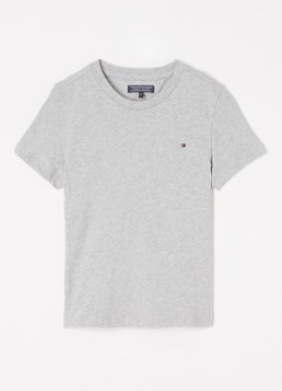 Tommy Hilfiger Jongens T-shirt met logoborduring in de kleur Grijs