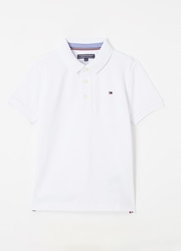 Tommy Hilfiger Jongens Polo van piqué katoen in de kleur Bright White