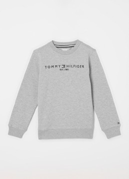 Tommy Hilfiger Jongens Sweater met logoborduring in de kleur Grijsmele