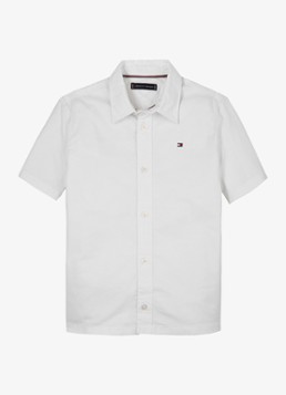 Tommy Hilfiger Jongens Oxford regular fit overhemd met logo in de kleur Wit