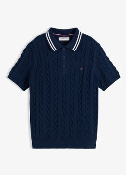 Tommy Hilfiger Jongens Fijngebreide pullover met polokraag in de kleur Donkerblauw