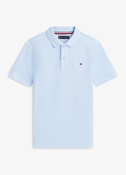 Tommy Hilfiger Jongens Polo van piqué katoen in de kleur Sweet Blue-C3Q / Lichtblauw