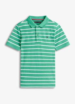 Tommy Hilfiger Jongens Polo van piqué katoen in de kleur Lichtgroen