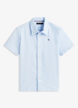 Tommy Hilfiger Jongens Oxford regular fit overhemd met logo in de kleur Lichtblauw