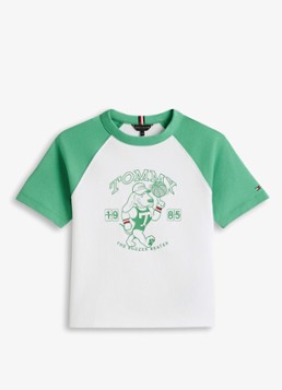Tommy Hilfiger Jongens T-shirt met logoprint in de kleur Wit