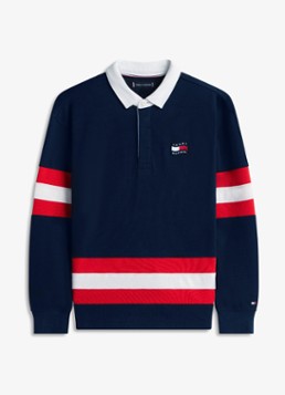 Tommy Hilfiger Jongens Sweater met polokraag en logoborduring in de kleur Donkerblauw