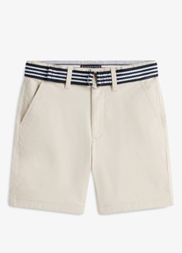 Tommy Hilfiger Jongens Korte chino in katoenblend in de kleur Beige