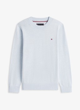 Tommy Hilfiger Jongens Fijngebreide pullover met logo in de kleur Lichtblauw
