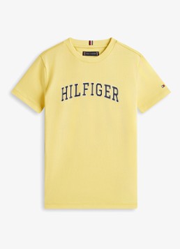 Tommy Hilfiger Meisjes T-shirt met logoprint in de kleur Geel