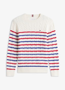 Tommy Hilfiger Jongens Essential Cable Knit Jumper in de kleur Ivoor
