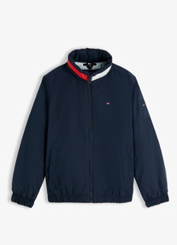 Tommy Hilfiger Jongens Jack met logo en steekzakken in de kleur Dark Night Navy-C1G