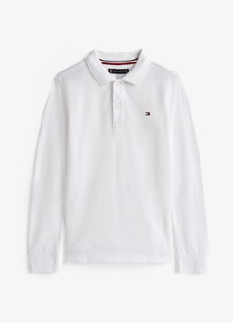 Tommy Hilfiger Jongens Regular fit polo met logo in de kleur Wit