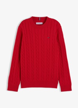 Tommy Hilfiger Jongens Essential Cable Knit Jumper in de kleur Red Glare-XL7 / Rood
