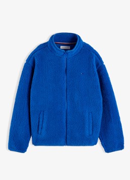 Tommy Hilfiger Jack van fleece met logo in de kleur Blauw