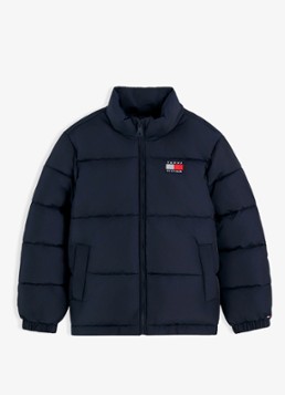 Tommy Hilfiger Meisjes Puffer jas met logo in de kleur Donkerblauw