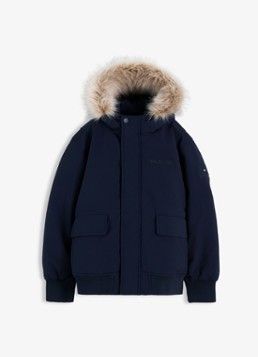 Tommy Hilfiger Jongens Parka met imitatiebontkraag in de kleur Donkerblauw