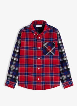 Tommy Hilfiger Meisjes Overhemd met ruitdessin en logo in de kleur Rood