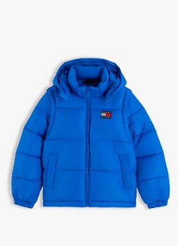 Tommy Hilfiger Meisjes Puffer jas met afneembare capuchon in de kleur Donkerblauw