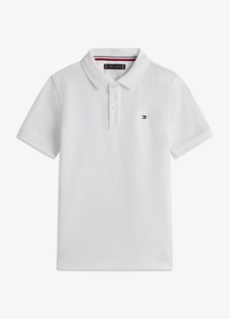Tommy Hilfiger Jongens Polo van piqué katoen in de kleur Bright White