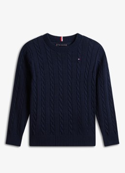 Tommy Hilfiger Jongens Essential Cable Knit Jumper in de kleur Dark Blue-C1G
