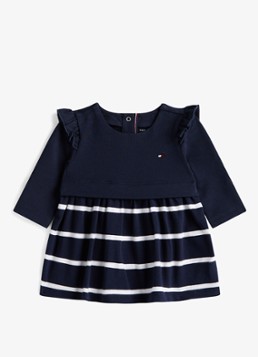 Tommy Hilfiger Meisjes Jurk met streepprint in de kleur Donkerblauw