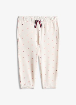 Tommy Hilfiger Meisjes Tapered fit joggingbroek met print in de kleur Gebroken wit