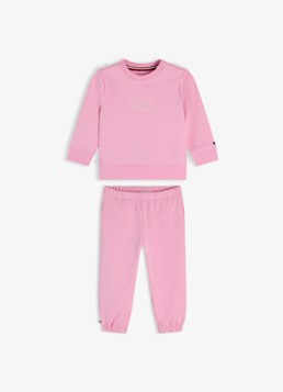 Tommy Hilfiger Jongens Set van sweater en joggingbroek met logo 2-delig in de kleur Lichtroze