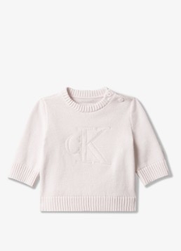 Calvin Klein Meisjes Fijngebreide trui met logoborduring in de kleur Lichtroze