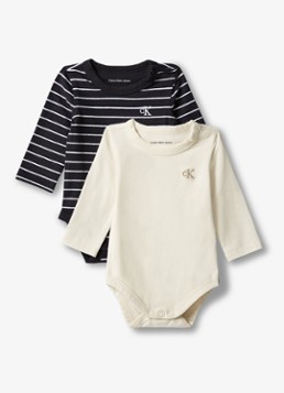 Calvin Klein Meisjes Romper met logo in 2-pack in de kleur Zwart