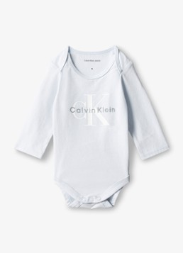 Calvin Klein Meisjes Romper met logoprint in de kleur Lichtblauw
