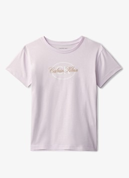 Calvin Klein Meisjes T-shirt met logoprint in de kleur Lichtroze