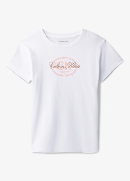 Calvin Klein Meisjes T-shirt met logoprint in de kleur Wit