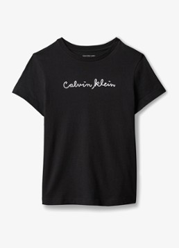 Calvin Klein Meisjes T-shirt met logoborduring in de kleur Zwart