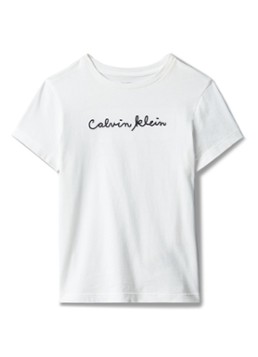 Calvin Klein Meisjes T-shirt met logoborduring in de kleur Bright White-Yaf / Wit