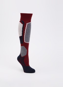 Falke Dames SK2 skisokken in wolblend in de kleur Donkerrood, maat: 37-38