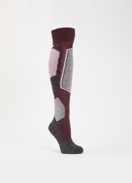 Falke Dames SK2 skisokken in wolblend in de kleur Bordeauxrood, maat: 35-36