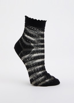 Falke Dames Border Lace sokken in katoenblend in de kleur Zwart, maat: 39-40