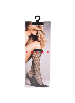 Falke Dames Shore kniekousen met opengewerkt dessin in de kleur Zwart, maat: 39-42