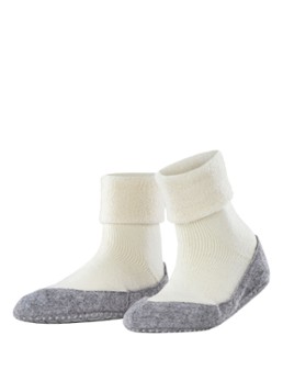 Falke Dames Cosyshoe huissokken in wolblend met anti-slip in de kleur Gebroken wit, maat: 39/40