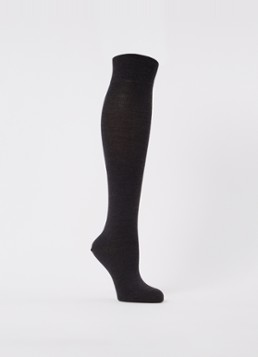 Falke Dames Softmerino kniekousen in wolblend in de kleur Antraciet, maat: 35/36