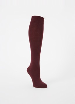 Falke Dames Softmerino kniekousen in wolblend in de kleur Bordeauxrood, maat: 35/36