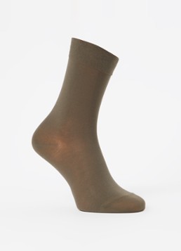 Falke Dames Cotton Touch sokken met logo in de kleur Bronsgroen, maat: 39-42