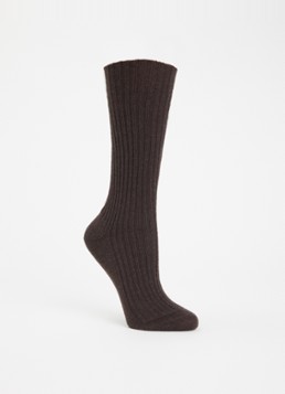 Falke Dames Cosy Wool sokken in kasjmierblend in de kleur Donkerbruin, maat: 39-42