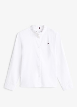 Tommy Hilfiger Meisjes Blouse met logo in de kleur Wit