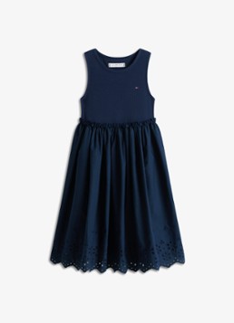 Tommy Hilfiger Meisjes Mini jurk van katoen in de kleur Donkerblauw