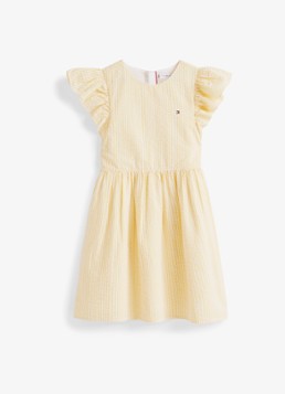 Tommy Hilfiger Meisjes Seersucker jurk met streepprint in de kleur Geel