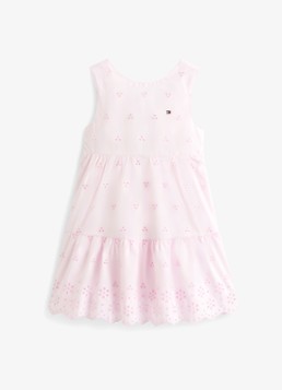 Tommy Hilfiger Meisjes Jurk met broderie en logoborduring in de kleur Roze