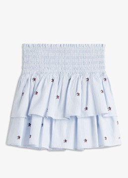 Tommy Hilfiger Meisjes Mini rok met streepprint in de kleur Lichtblauw